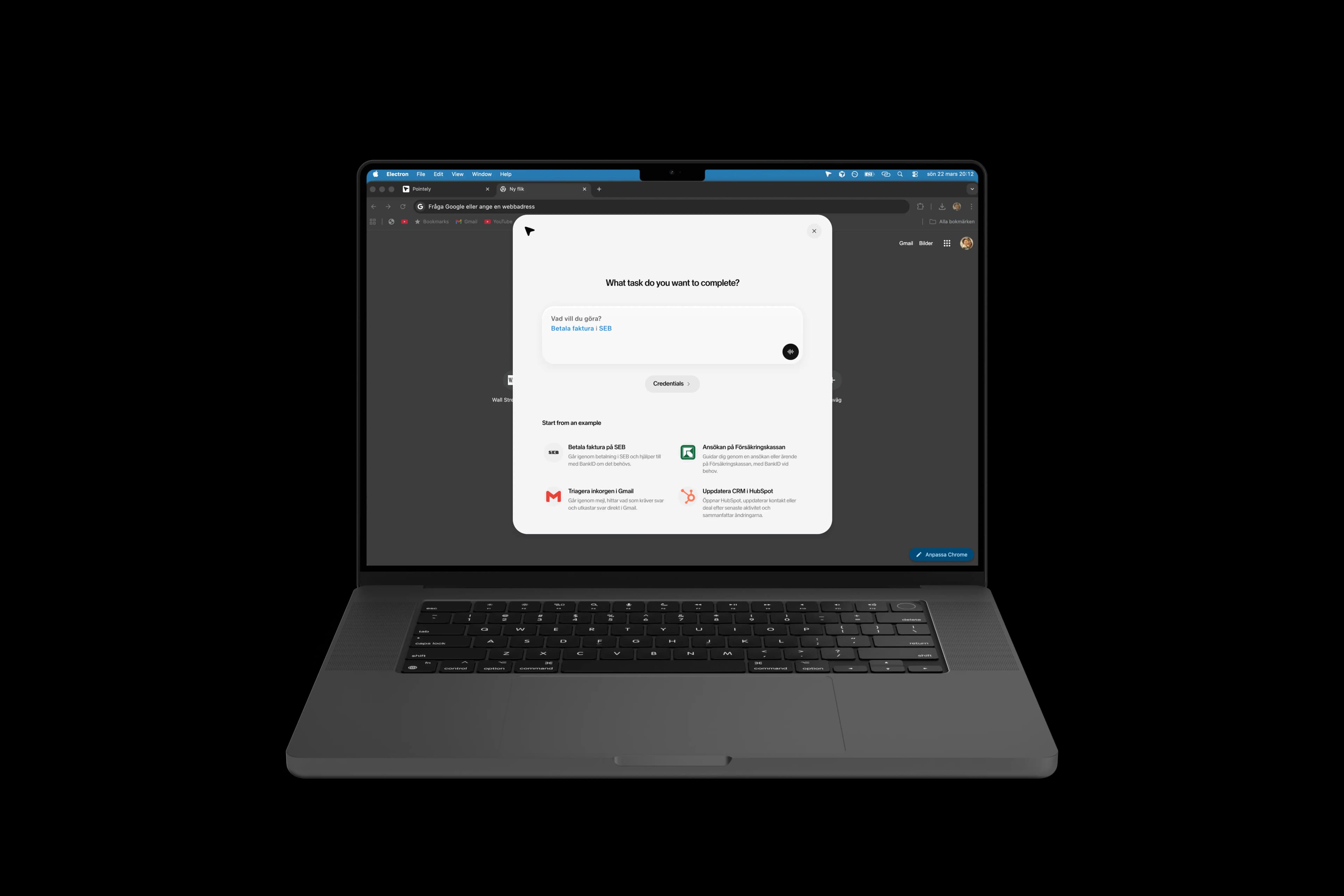 Pointely AI agent executing a workflow